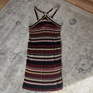 Karen Millen Black and Multicolor Zigzag Midi Dress